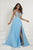 Tiffany Designs - 46171 Embellished Deep V-neck Chiffon A-line Dress In Blue
