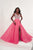 Tiffany Designs - 46171 Embellished Deep V-neck Chiffon A-line Dress In Pink