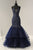 Tiffany Designs - 46172 Beaded Deep Sweetheart Tulle Mermaid Dress In Blue