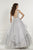 Tiffany Designs - 46189 Rhinestone Embellished Deep V-neck Ballgown In Silver
