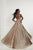 Tiffany Designs - 46195 Beaded Plunging V-Neck Evening Gown In Gray