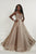 Tiffany Designs - 46195 Beaded Plunging V-Neck Evening Gown In Gray
