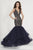Tiffany Designs - 46196 Plunging V-Neck Mermaid Dress In Gray and Neutral
