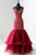 Tiffany Designs - 46196 Plunging V-Neck Mermaid Dress In Red and Neutral