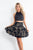 Rachel Allan - 4626 Two Piece Matte Halter Embroidered A-line Dress in Black