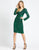 Mac Duggal Evening - 4632D Puffed Long Sleeve Sequined Surplice Dress In Green