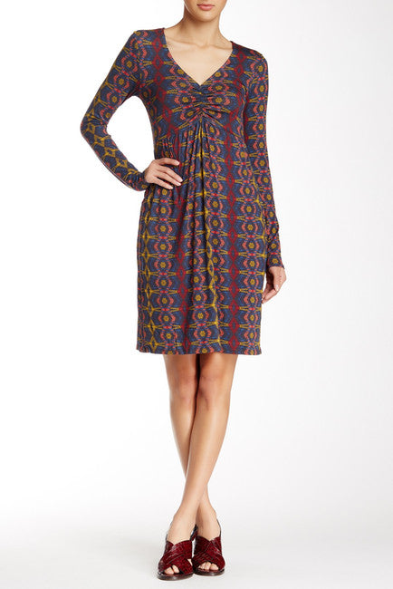 Leota - 2451 Long Sleeved Printed Short Dress in Multi-Color and Print