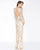 Mac Duggal - 4635R Long Dynasty Sleeve Sequined High Slit Gown In Gold