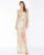 Mac Duggal - 4635R Long Dynasty Sleeve Sequined High Slit Gown In Gold