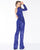 Mac Duggal - 4636R Sequined Asymmetrical Long Sleeve Jumpsuit In Blue and Purple