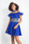 Rachel Allan - 4639 Two Piece Beaded Chiffon Off-Shoulder A-line Dress in Blue