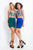 Rachel Allan - 4643 Jeweled Bodice Cut-In Shoulder Two-Piece Dress in Blue and Green