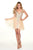 Rachel Allan - 4644 Sequined Plunging V-neck With Tulle Overskirt in Neutral