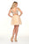 Rachel Allan - 4644 Sequined Plunging V-neck With Tulle Overskirt in Neutral