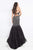 Rachel Allan - 5030 Feather-Fringed Cutout Ornate Long Gown in Black