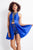 Rachel Allan - 4650 Beaded High Neck Mikado Romper in Blue