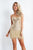 Rachel Allan - 4651 Sequined Sweetheart Fringe Sheath Dress in Gold