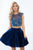 Rachel Allan - 4658 Two Piece Beaded Velvet A-line Dress In Blue