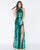 Cassandra Stone - 4658A High Halter Sequined Tassel Long Gown In Green
