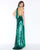 Cassandra Stone - 4658A High Halter Sequined Tassel Long Gown In Green