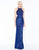 Mac Duggal - 4666M High Halter Lattice Illusion Panel Gown In Blue