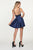 Rachel Allan - 4674 Fully Beaded Matte Satin Dress With Overskirt in Blue