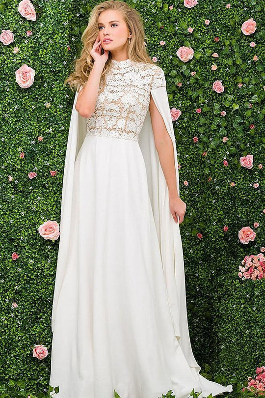 46774 Lace High Neck A-line Dress