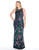 Mac Duggal - 4679F Floral Sequined Bateau Sheath Dress In Black and Multi-Color