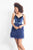 Rachel Allan - 4682 Velvet Sweetheart Feathered A-line Dress in Blue
