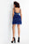 Rachel Allan - 4682 Velvet Sweetheart Feathered A-line Dress in Blue
