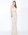 Mac Duggal - 4685M Bead Tasseled Two-Piece Sheath Gown In Neutral and Pink