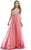 Colors Dress - 0601-1 Bejeweled V-Neck Evening Gown In Pink