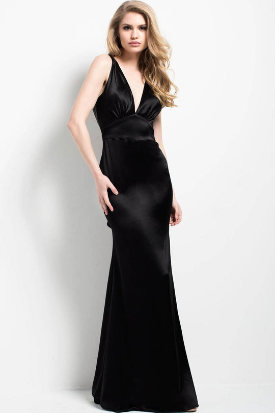 46902 Sleek Plunging Sheath Gown