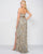 Mac Duggal - Bedazzled Sheath Dress With Slit and Train 4691D In Silver and Gold