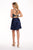 Rachel Allan - 4693 Beaded Halter Stretch Satin A-line Dress In Blue