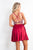 Rachel Allan - 4693 Beaded Halter Stretch Satin A-line Dress In Red