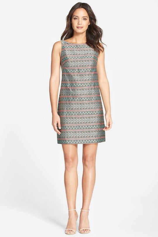 Adrianna Papell - Jacquard Print Dress 41907990 in Green and Multi-Color