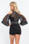 Rachel Allan - 4694 Deep V-neck Romper With Removable Lace Top in Black