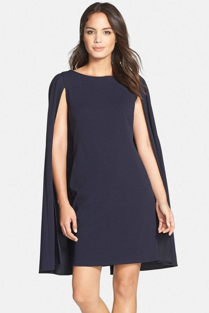 Adrianna Papell - 14237610 Structured Cape Sheath Dress in Blue
