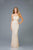 Scala - 48946 Sequined Midriff Cutout Long Sheath Gown In Neutral