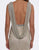 Cassandra Stone - 4709A Square Neck Drape Back Beaded Net Sheath Gown In Neutral