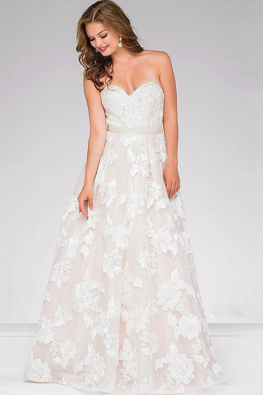 Floral and Crystal Embellished Sweetheart A-line Gown 47196