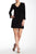 Taylor - Bell Sleeves V-Neck Short Crepe Dress 7038M in Black