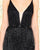 Mac Duggal Black White Red - 4738R Layered Fringe Deep V-neck Dress In Black
