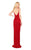 Mac Duggal Black White Red - 4738R Layered Fringe Deep V-neck Dress in Red