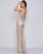 Mac Duggal Black White Red - 4742R Shimmery Plunging V-neck Jumpsuit In Nude