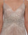 Mac Duggal Black White Red - 4742R Shimmery Plunging V-neck Jumpsuit In Nude