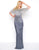 Mac Duggal - 4743D Beaded Bateau Ombre Sheath Dress in Silver