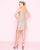Mac Duggal - 4746N Sequined and Beaded V-neck Sheath Cocktail Dress in Pink and Gold