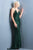Scala - 47542 Fully Embellished Strapless V Neck Backless Sheath Dress In Green
